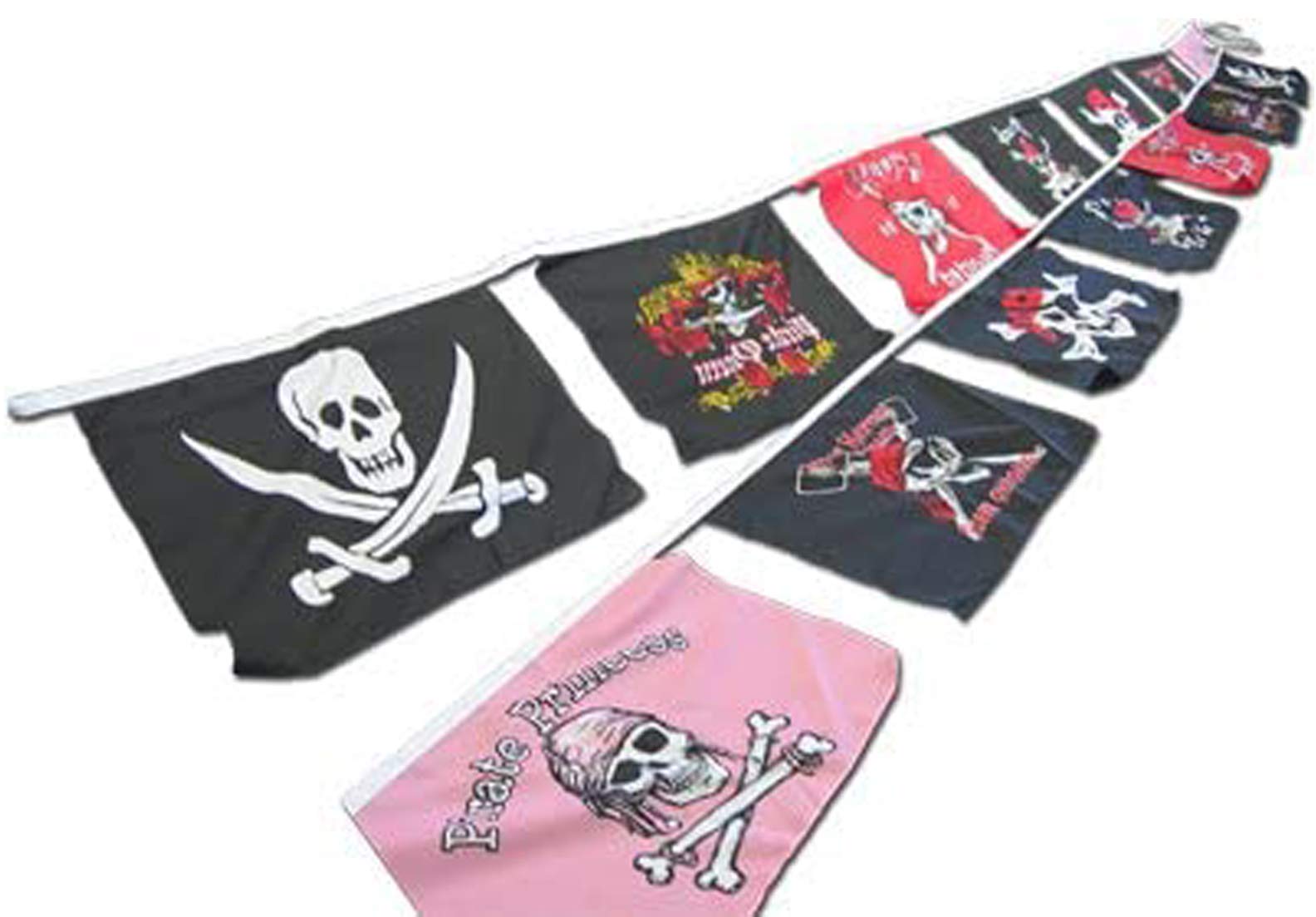 25 ft Pirate String Banner - Decorative Party Banner for Pirate Themed Events, Halloween, and Birthday Decorations