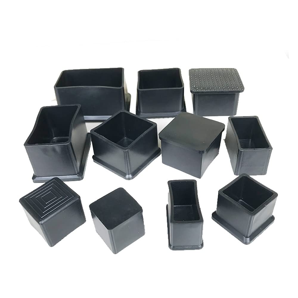 Xuulan 5PCS Black PVC Rubber Chair Leg Caps - 30x40mm Rectangle Furniture Tube End Covers for Table, Desk & Furniture Protection (Ideal for Home, Office & Restaurant Use)