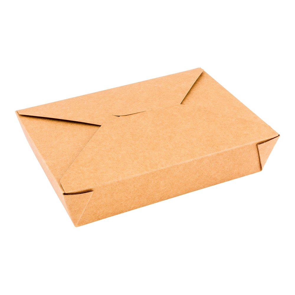 Restaurantware Bio Tek 49oz Eco-Friendly Kraft Paper Take Out Containers - 50 Pack Greaseproof Disposable Food Boxes with Tab Lock Closure | Microwave Safe for Hot & Cold Foods | Perfect for Restaurants, Catering & Food Delivery Services