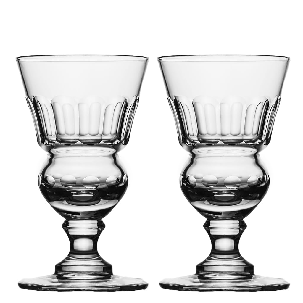 Amehla Original Absinthe Glasses Set of 2 - Vintage Reservoir Glass, Pontarlier Style Cordial Cocktail Glasses for Absinthe Drip & Home Bar Decor