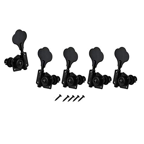 Vintage Open Bass Guitar Tuning Keys - 5Pcs Black Machine Tuners Pegs for 5-String Bass Guitar Accessories | Perfect for DIY Guitar Repair & Upgrade | Stage & Studio Ready
