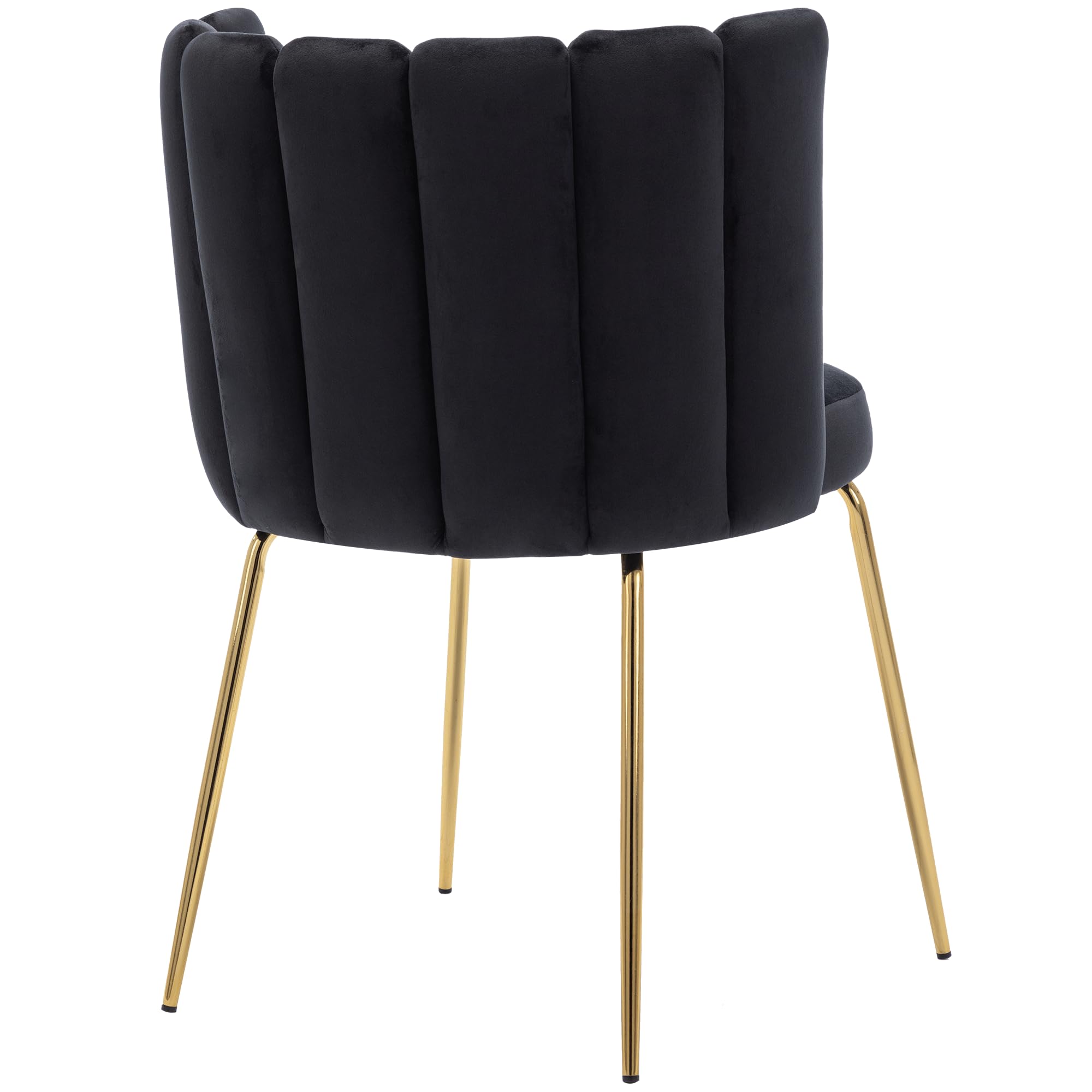 Velvet Barrel Dining Chairs Set of 2 - Modern Upholstered Accent Chairs with Gold Metal Legs for Kitchen, Living Room & Dining Room - Elegant Black Seating for Home Decor & Entertaining
