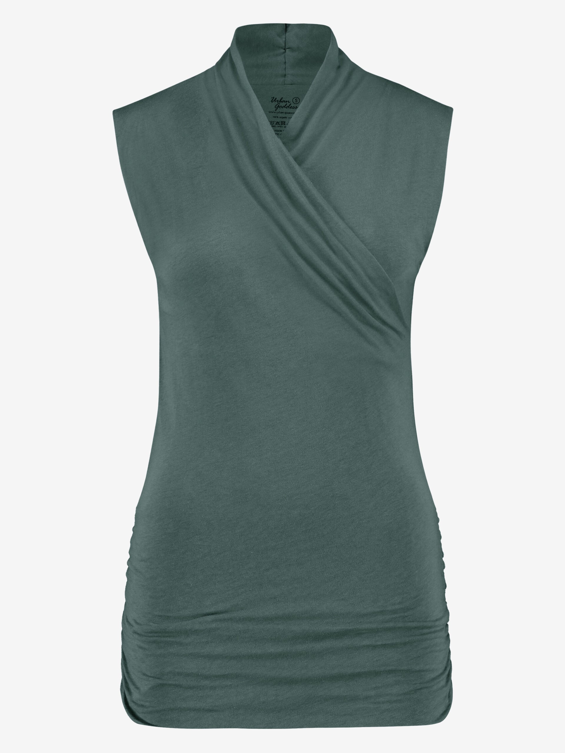 Urban Goddess Good Karma Yoga Top - Eco-Friendly Women's Workout Shirt for Yoga & Fitness in Forest Green | Perfect for Yoga Studios, Gym Sessions & Outdoor Activities