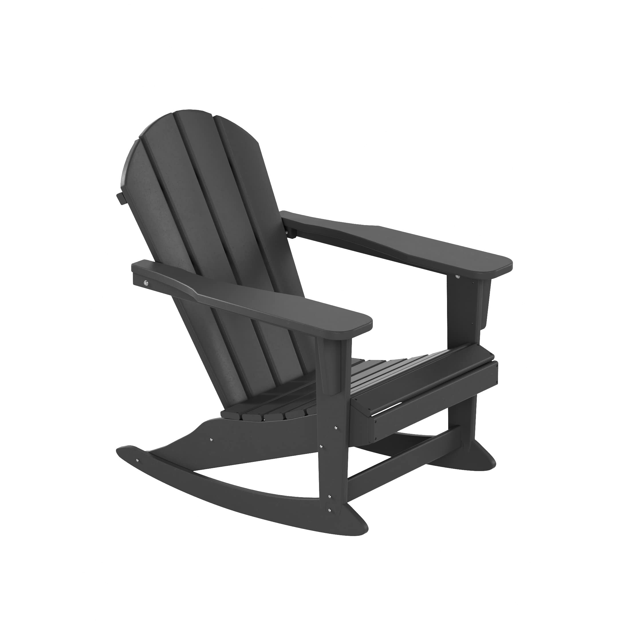 WO Home Furniture 3-Piece Patio Rocking Chair Set - Classic Outdoor Adirondack Rocker Chairs & Side Table in Gray - Perfect for Backyard, Garden, Porch & Poolside Relaxation