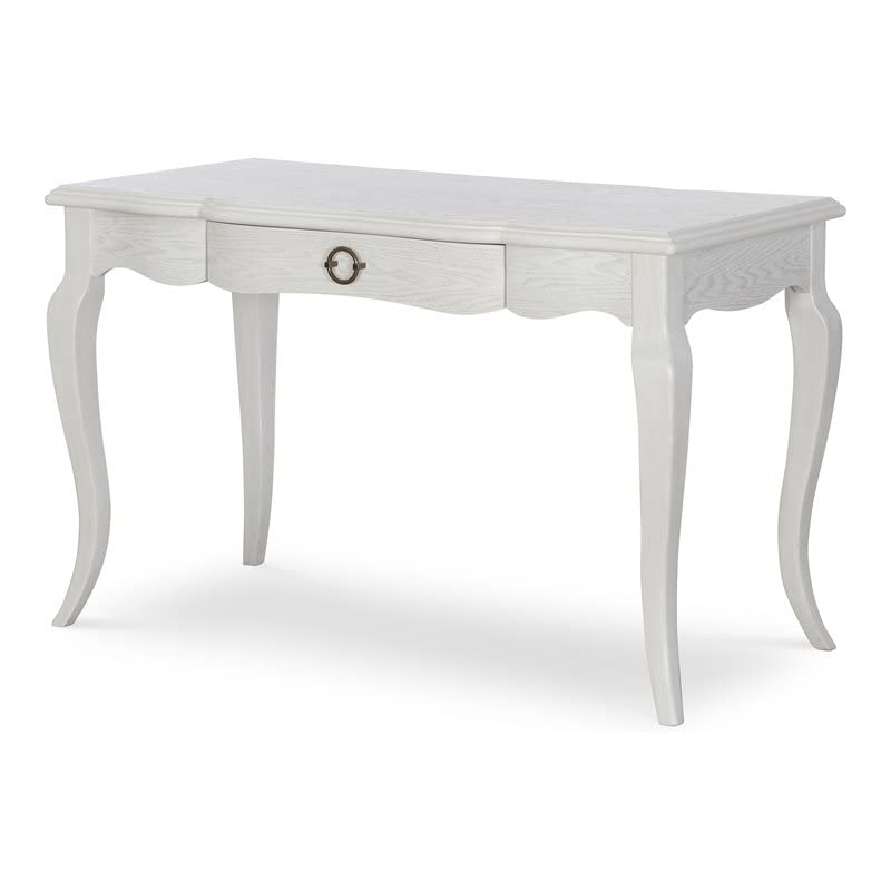 HFO Sawyer 1 Drawer Farmhouse Wood French Country Desk in White - Vintage Style Writing Desk for Home Office, Bedroom & Study Room