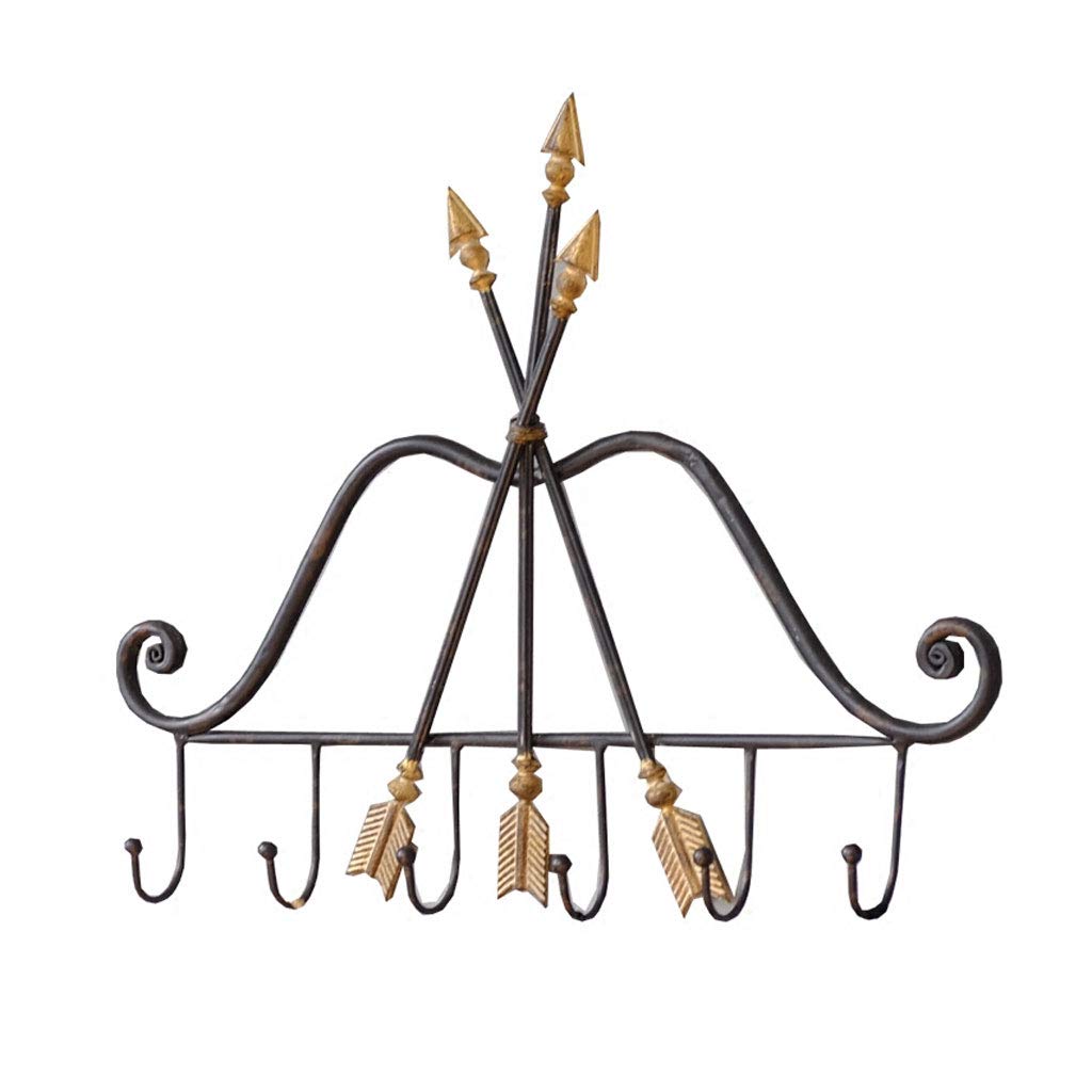 Vintage Wrought Iron Wall Mounted Coat Rack with Hooks - American Style Hat & Key Holder for Living Room, Entryway, Bedroom Decor (Color: Black) - Perfect for Organizing Coats, Hats, Scarves & Keys in Small Spaces