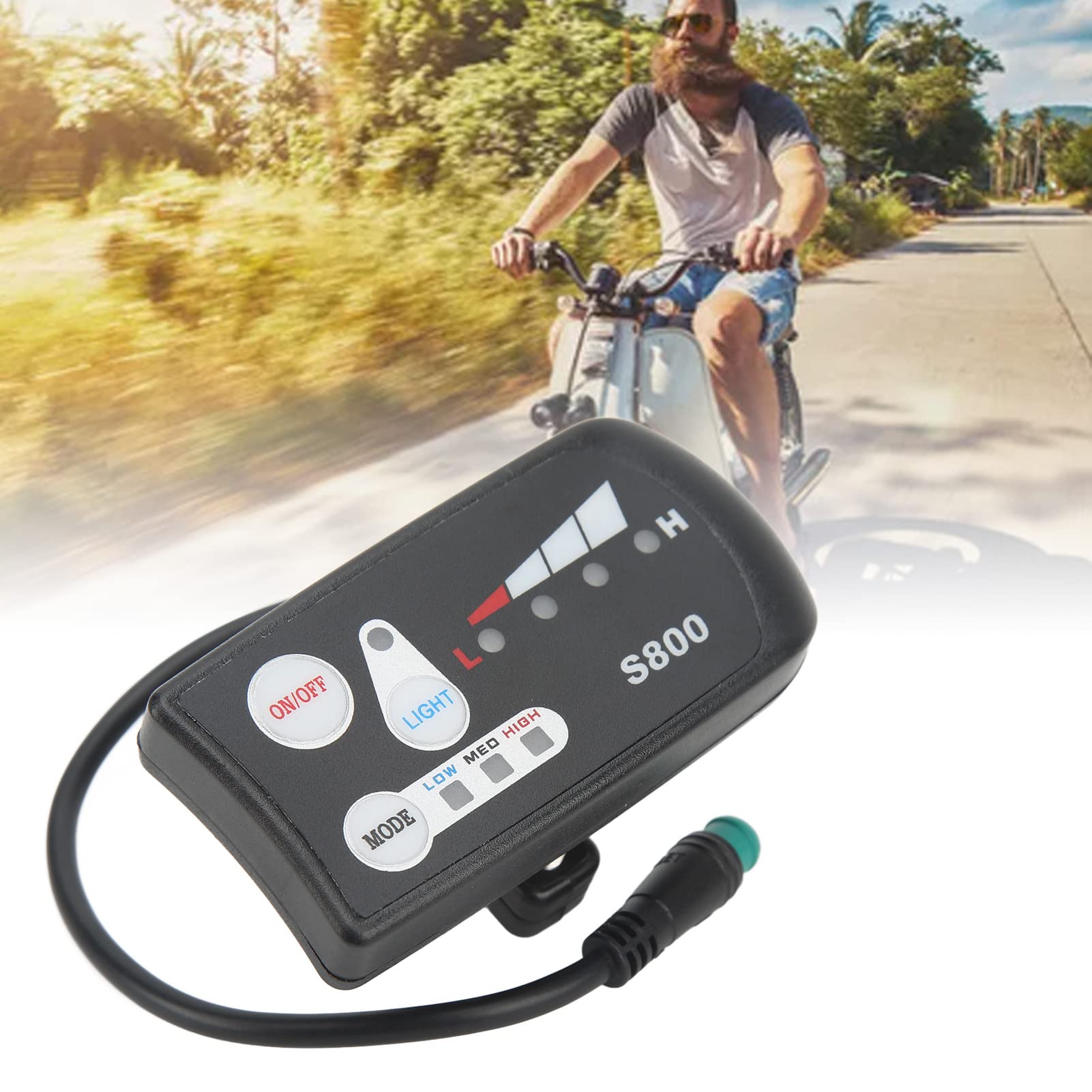 36V 48V Waterproof Electric Bike LED Display Meter - Multifunctional Digital Scooter S800 Display with Connector | Perfect for E-Bikes & Electric Scooters | Commuting, Leisure Riding & Outdoor Adventures