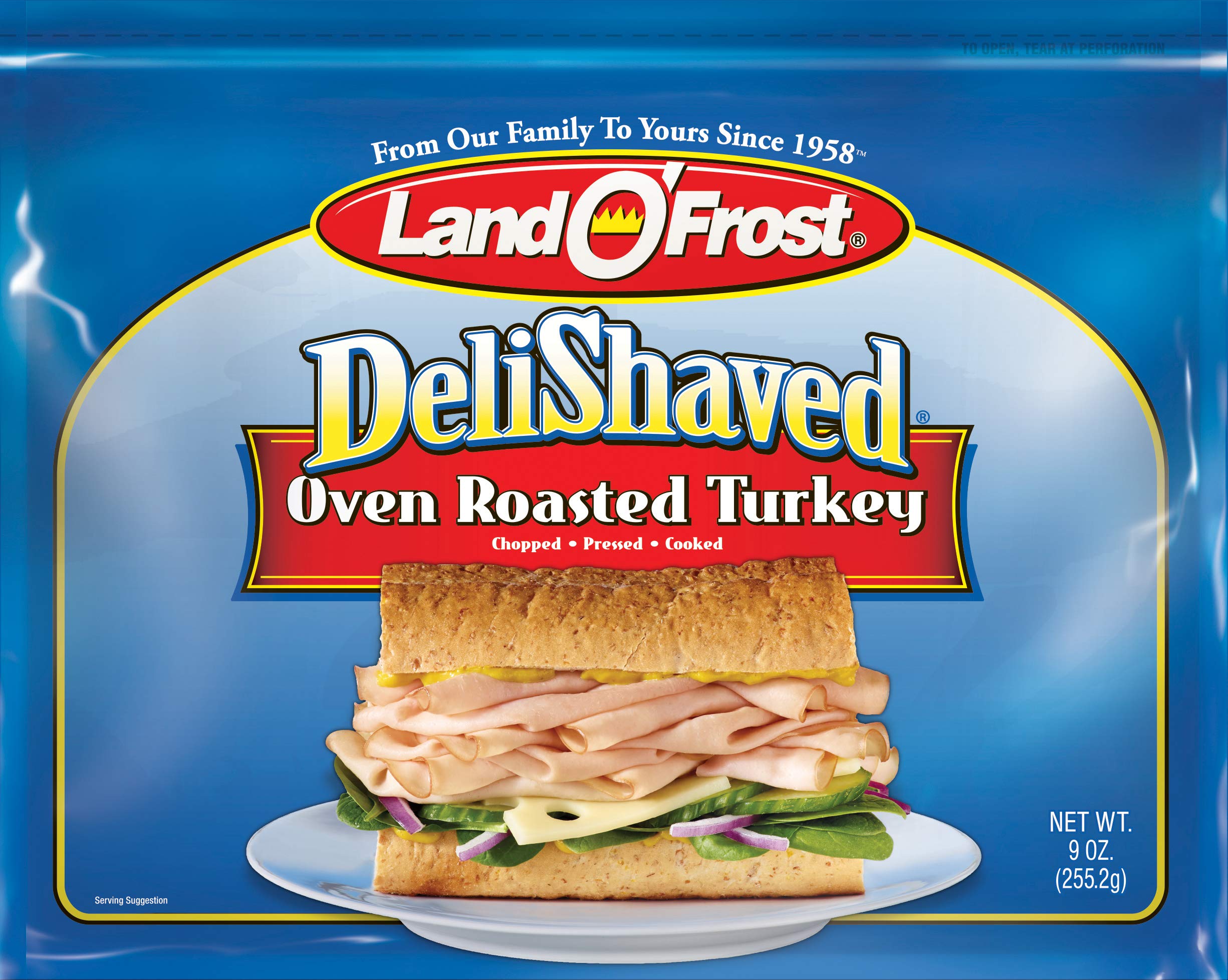 Land O'Frost Premium Oven Roasted Turkey Breast Slices - 9 oz Pack - Delicious Low Sodium Lunch Meat for Sandwiches, Wraps & Charcuterie Boards