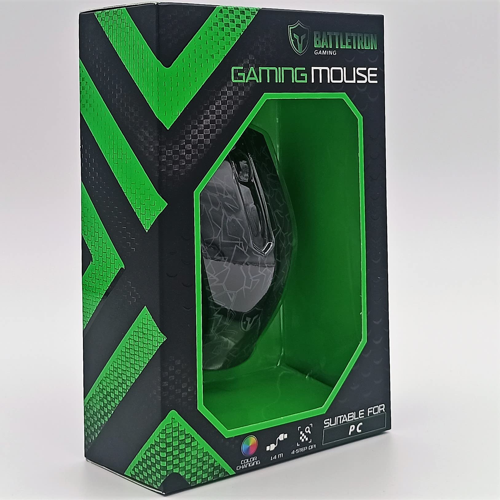 Battletron Gaming Mouse - 6 Button Optical USB Wired Mouse with Ergonomic Design & RGB Lighting for PC, Laptop - Perfect for FPS, MOBA & Esports Gaming