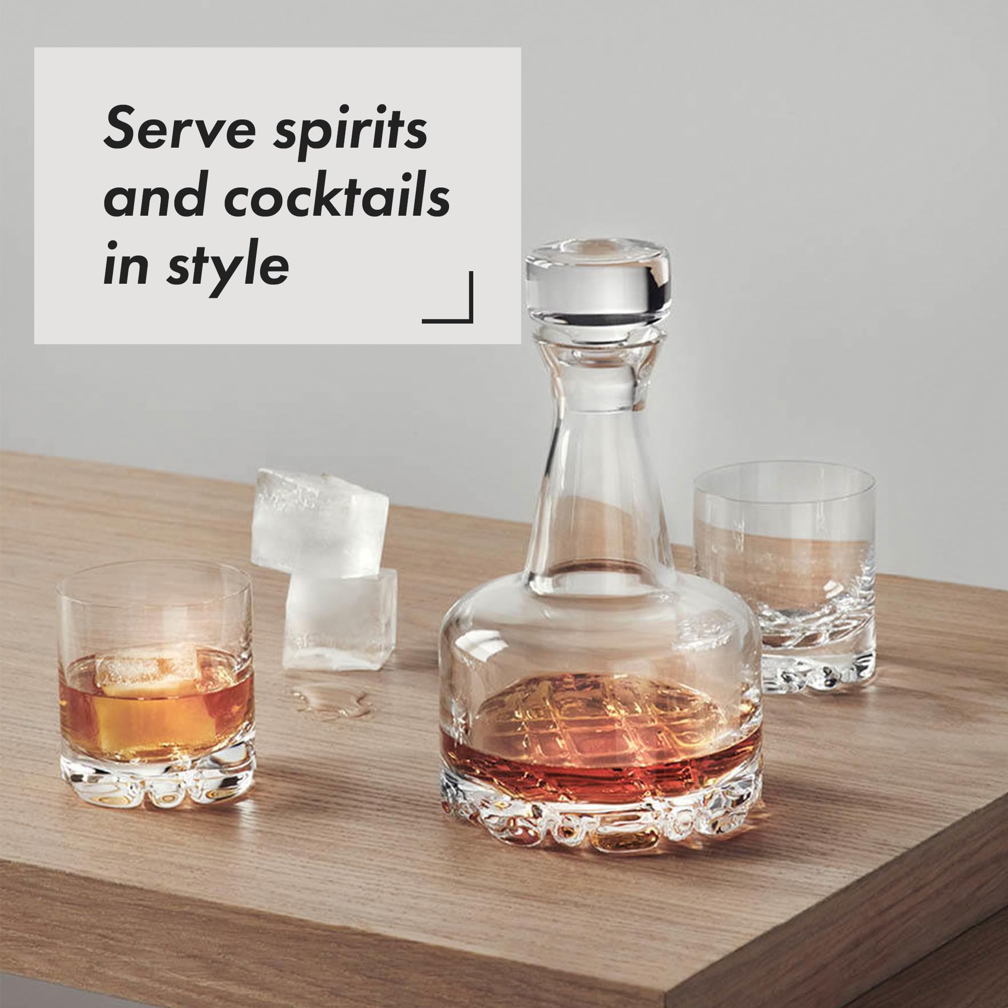 Orrefors Erik Double Old Fashioned Glasses Set of 4 - 12 oz Heavy Base Whiskey Glasses for Bourbon, Gin, Cocktails & Margaritas - Minimalist Barware, Dishwasher Safe - Perfect for Home Bars, Parties & Gifts