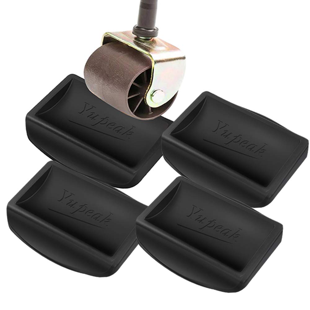 Non-Slip Furniture Caster Cups - Heavy Duty Silicone Wheel Stoppers for Sofas, Beds, Chairs - Scratch Protection & Floor Guard (4-Pack, Black) - Perfect for Hardwood Floors & Moving Furniture Safely