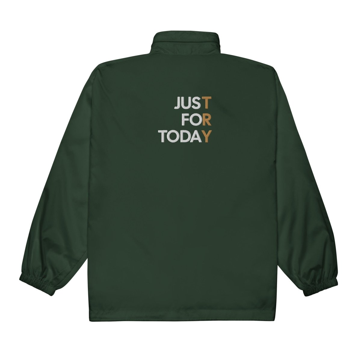 Just for Today Embroidered Windbreaker - Unisex Lightweight Jacket for Men & Women - Perfect for Outdoor Activities, Running, Hiking & Casual Wear