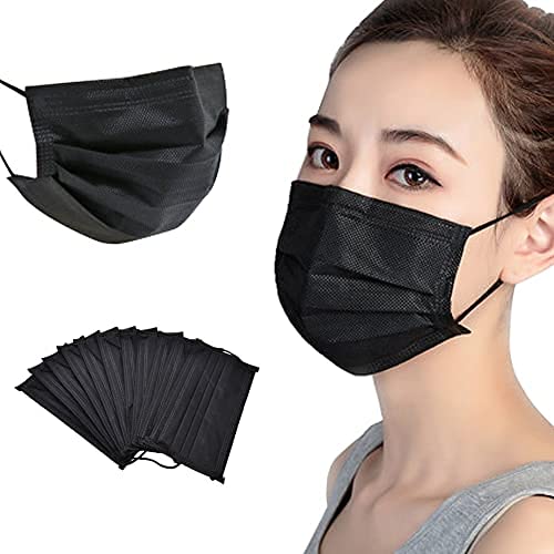 Disposable 3-Ply Surgical Face Mask with Nose Pin & Adjustable Earloop - Soft, Breathable, Medical Grade (Pack of 20, Black) - Ideal for Healthcare, Travel & Daily Protection