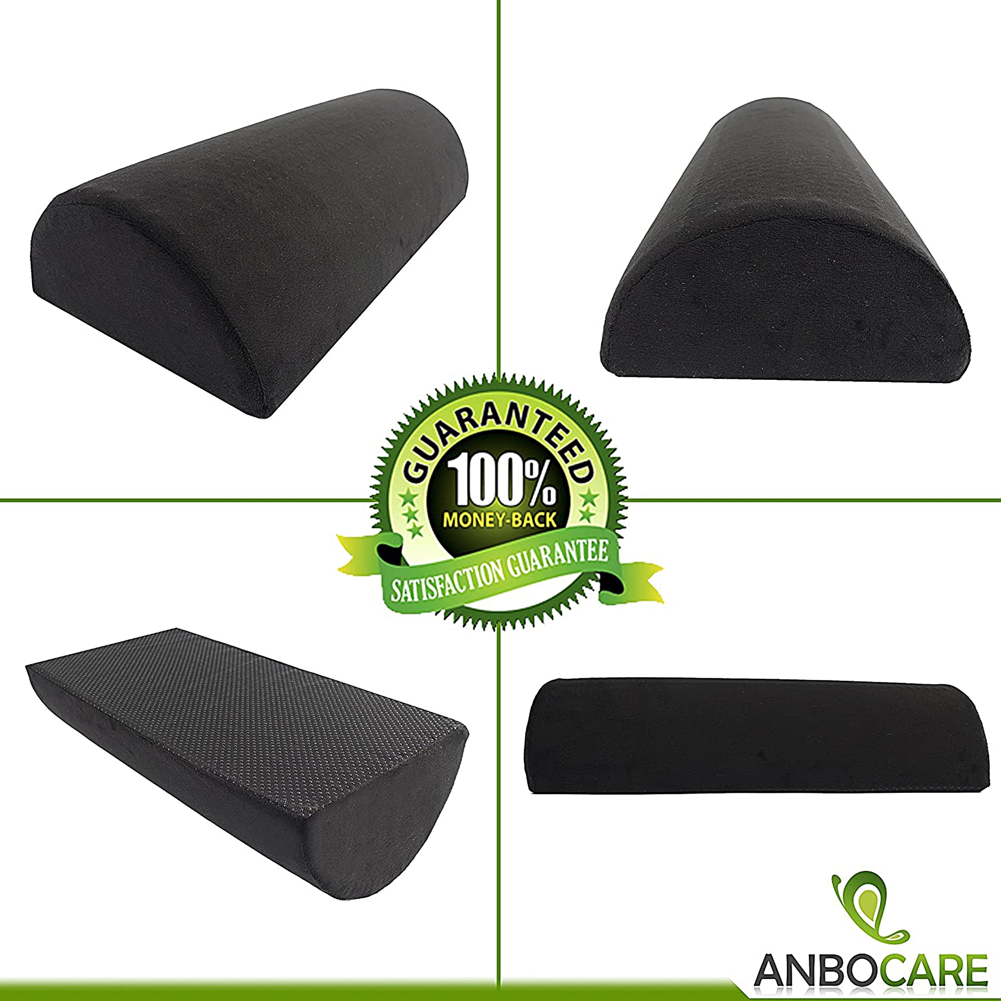 Anbocare Cooling Gel Half Moon Bolster Pillow for Neck & Back Support - Perfect for Sleeping, Yoga, Meditation & Pregnancy Comfort