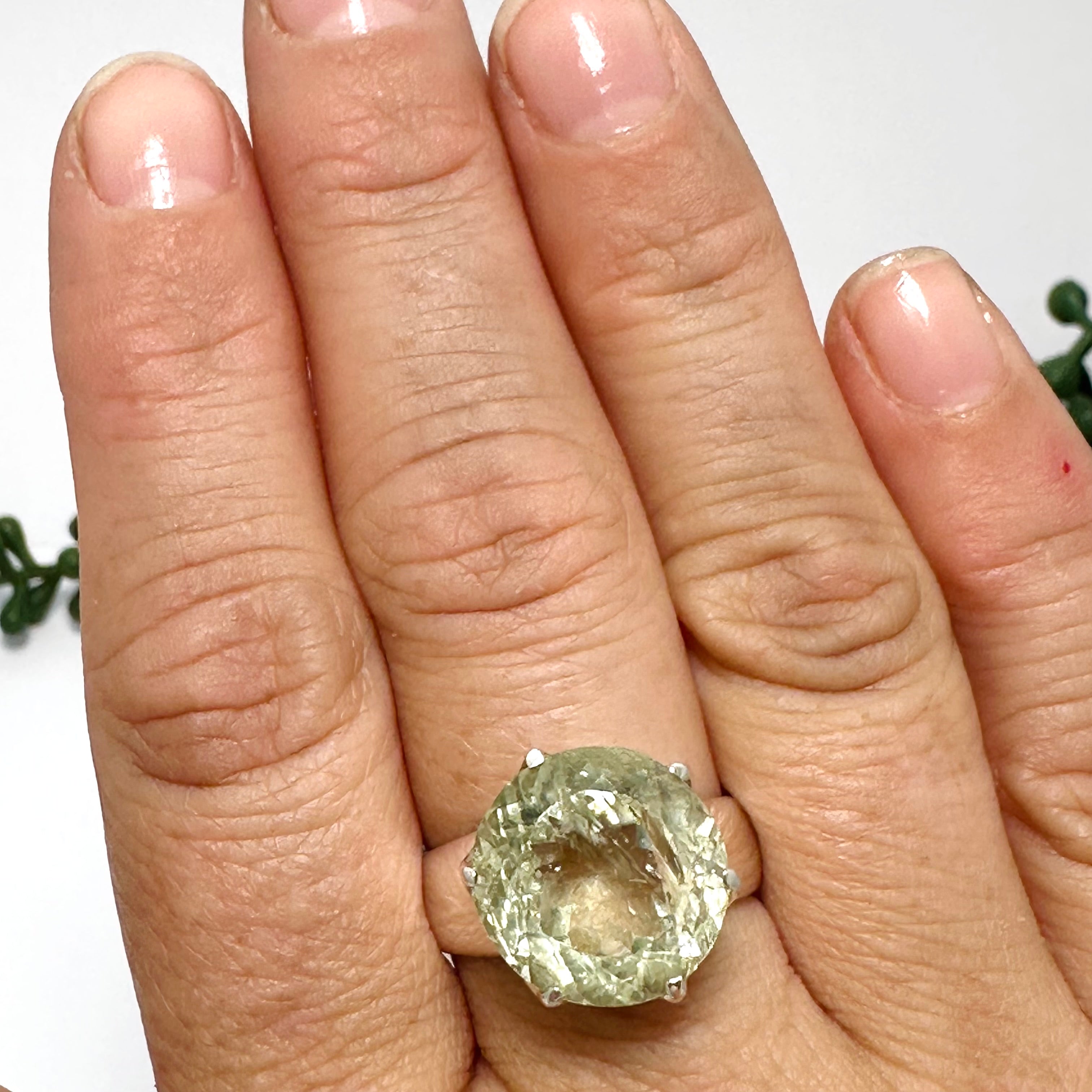 Heliodor Round Faceted Ring Size 9 - 14K Gold Plated Gemstone Jewelry for Women, Elegant Gift for Anniversary, Birthday & Special Occasions