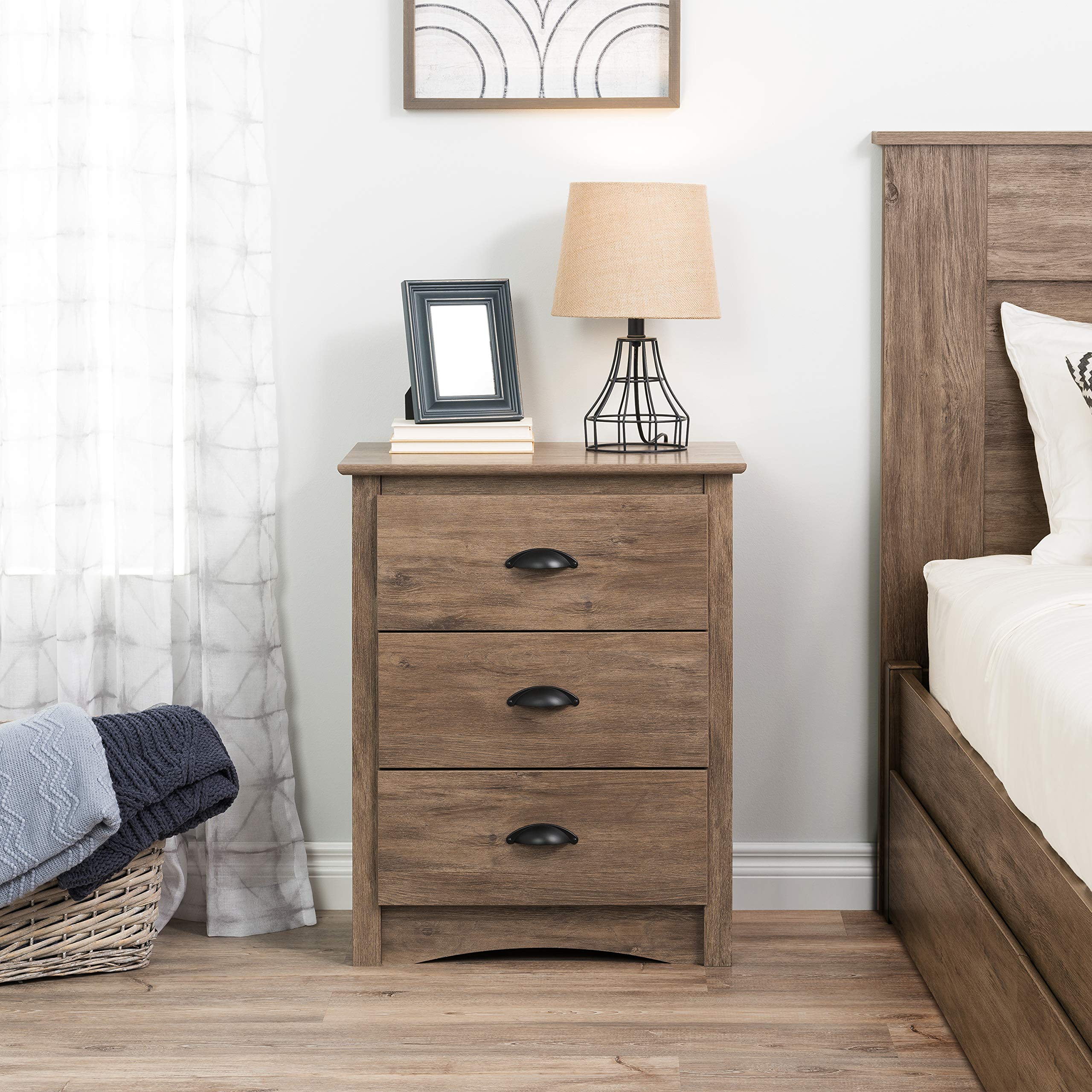 Prepac Salt Spring 6-Drawer Tall Chest & 3-Drawer Nightstand Set in Drifted Gray - Modern Bedroom Storage Furniture for Master Bedroom, Guest Room, or Dorm Organization