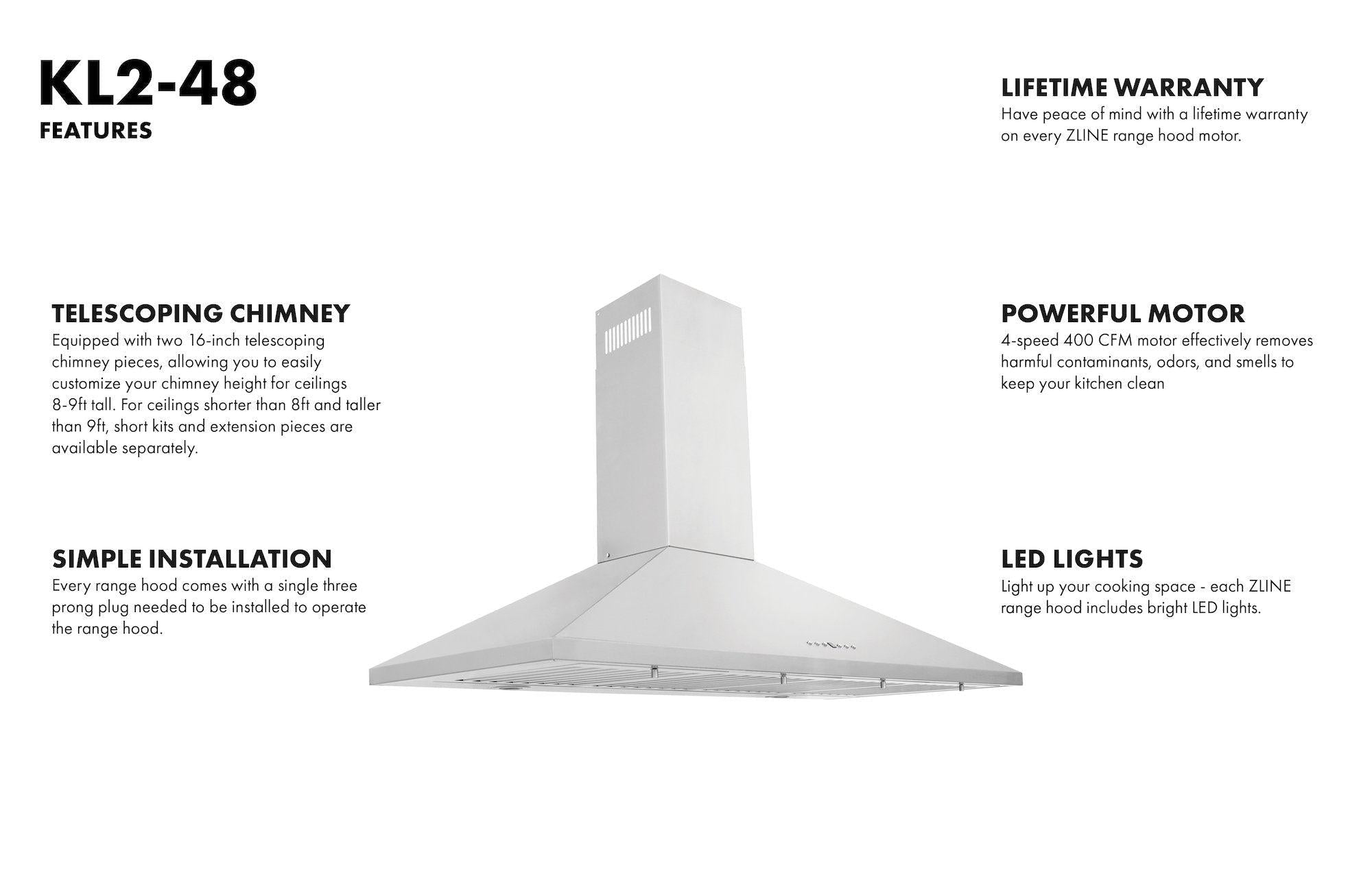 ZLINE KL2 Stainless Steel Convertible Wall Mount Range Hood - 36