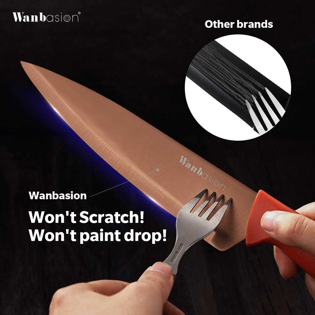 Wanbasion Professional Orange Chef Knife Set - 6-Piece Stainless Steel Kitchen Knives with Blade Covers | Dishwasher Safe | Ideal for Home Cooking, Restaurant Use & Culinary Gifts
