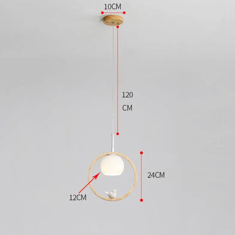 Modern Round Wooden Pendant Light for Dining Room - Handcrafted Bird Design Ceiling Lamp - Perfect for Kitchen Island, Breakfast Nook & Farmhouse Decor