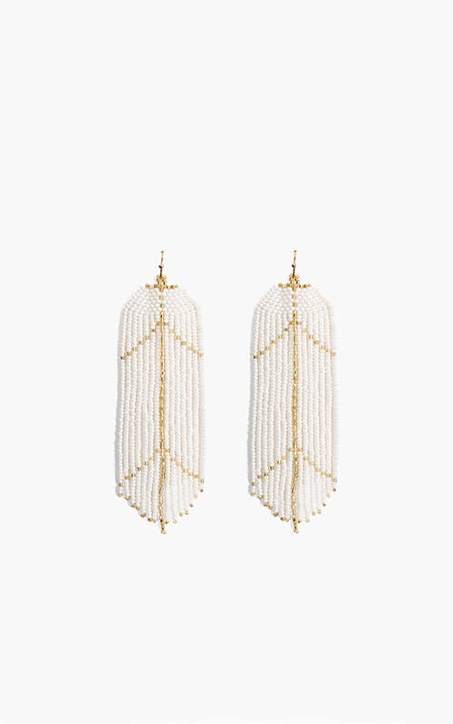 Divine Light White Feather Beaded Earrings for Women - Boho Chic Handmade Jewelry - Perfect for Weddings, Parties & Festivals