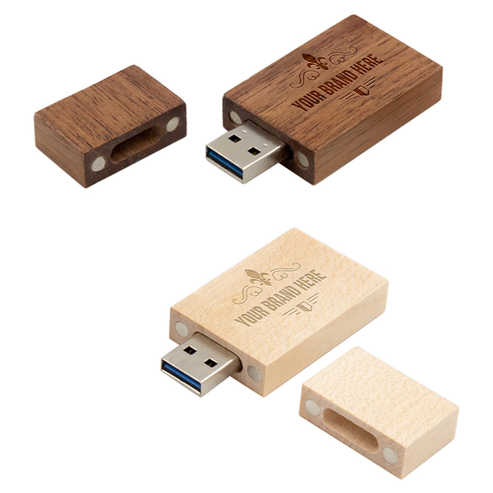 Custom Wooden USB Flash Drive 2GB - 25 Pack Bulk Memory Sticks with Gift Box | Personalized USB 2.0 Thumb Drives for Corporate Gifts, Wedding Favors & Business Promotions (Maple/Walnut) | Perfect for Trade Shows, Employee Rewards & Client Appreciation