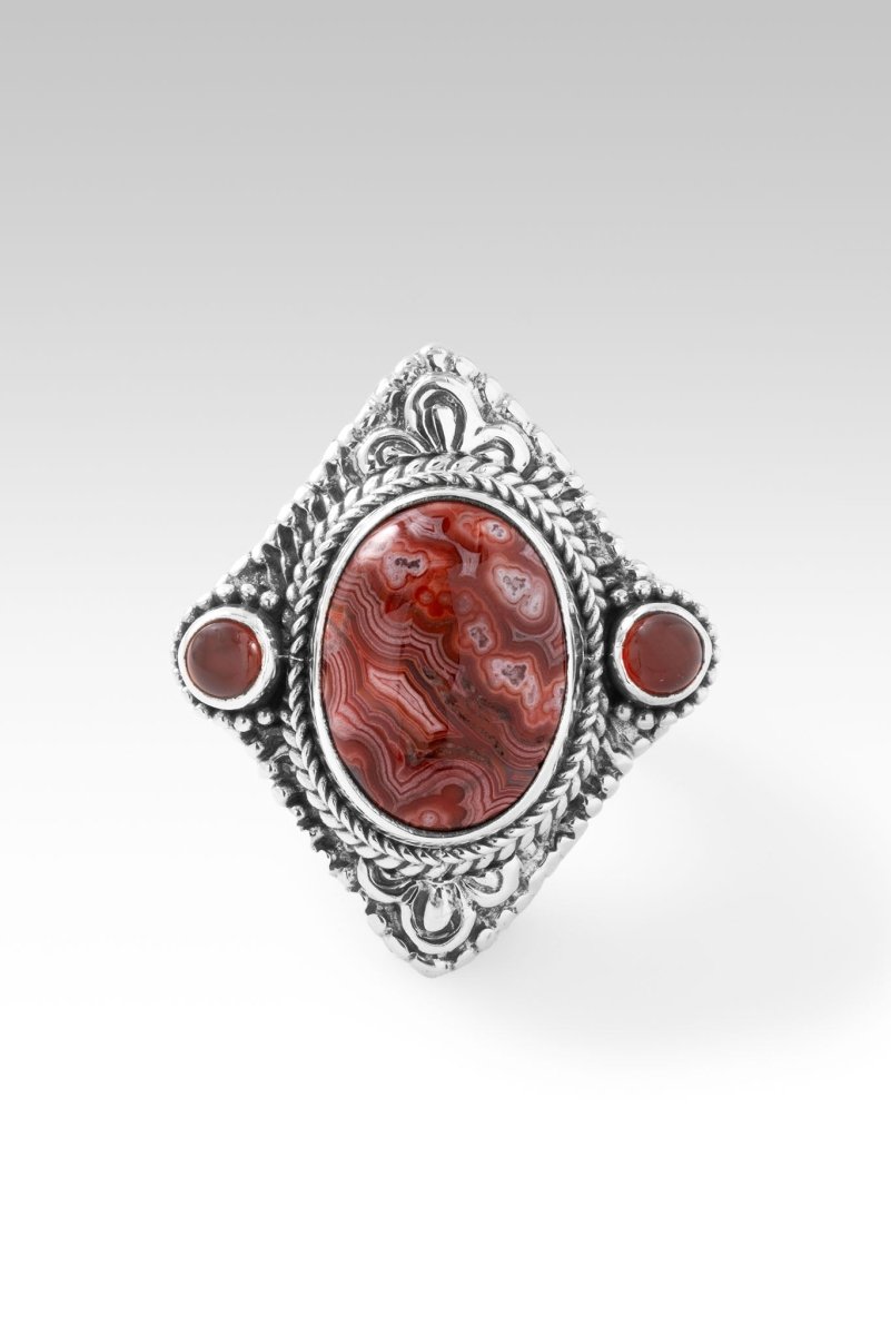 Noble Courage Ring™ - Genuine Laguna Lace Agate & Carnelian Sterling Silver Jewelry for Women | Spiritual Healing, Meditation & Everyday Elegance