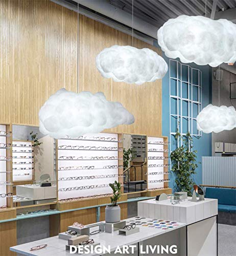 LITFAD Cotton Cloud Pendant Light - Modern Art Deco 1-Bulb White LED Hanging Ceiling Lamp for Dining Table, Bedroom & Living Room | Elegant Lighting for Hotels, Restaurants and Home Decor