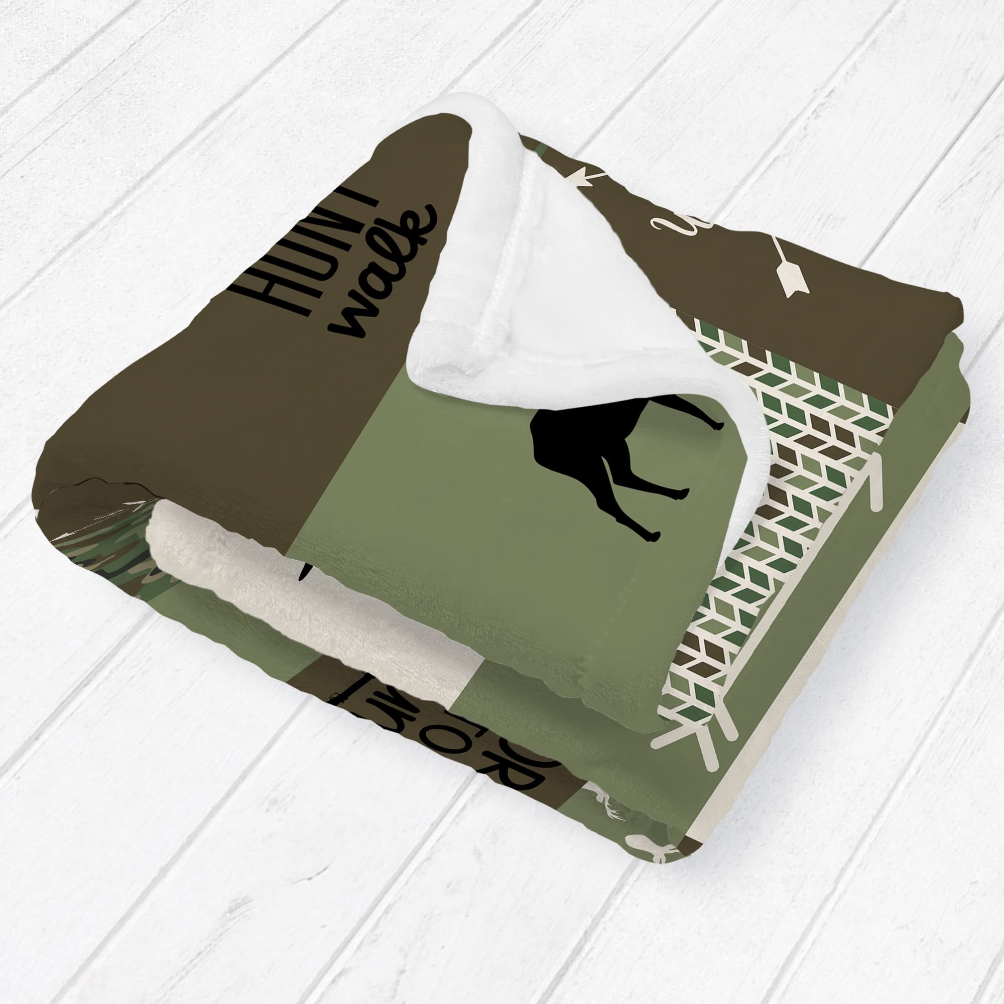 Personalized Camo Woodland Baby Blanket for Boys - Custom Printed in USA - Next Day Shipping - Unique Baby Boy Gift for Birthdays, Showers & Nursery Decor (Camo Woodland Design)