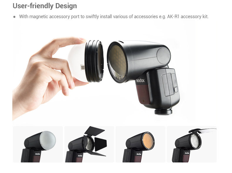 Godox V1 Flash Speedlight for Sony Cameras - Professional TTL On-Camera Flash with Round Head, 2.4G Wireless System - Perfect for Portrait, Wedding, and Event Photography