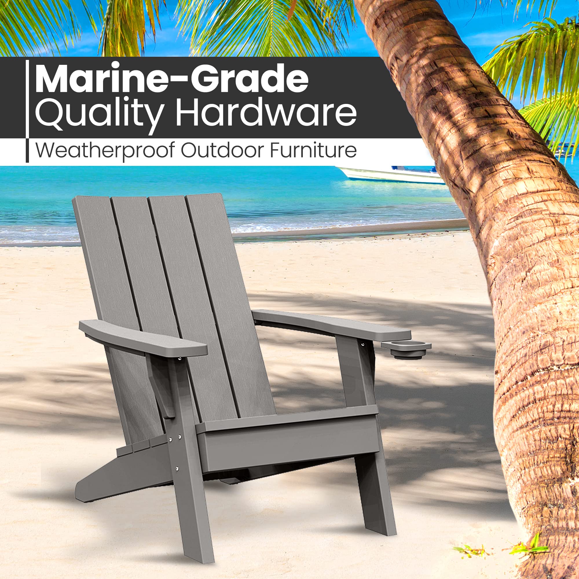 SereneLifeHome Wooden Adirondack Chair - Weather Resistant Outdoor Patio Lounge Chair with 300 lb Capacity for Fire Pit, Yard, Garden, Beach & Backyard | Perfect for Relaxing, Sunbathing and Outdoor Gatherings