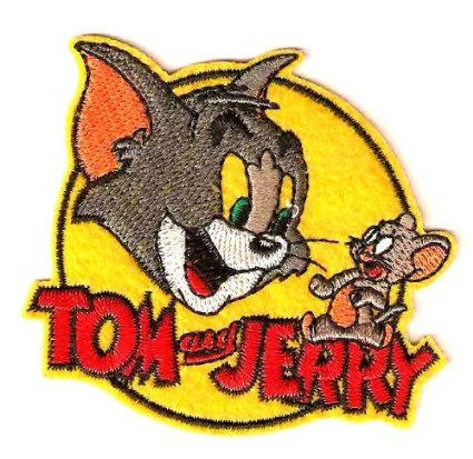 Tom & Jerry Cartoon Embroidered Iron-On Patch - Cat and Mouse Design for DIY Clothing Repair & Customization (Perfect for Jackets, Jeans, Bags & Costumes)