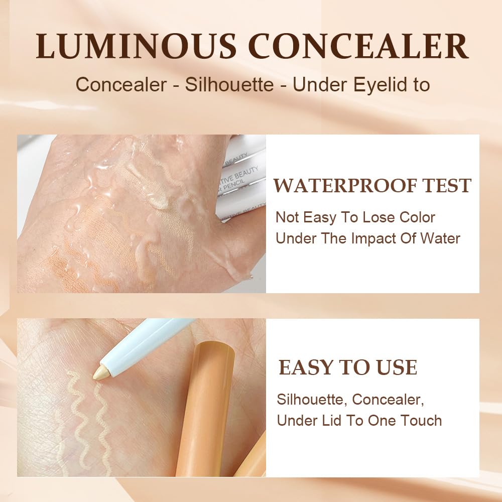 2025 Waterproof Full Coverage Multifunctional Concealer Stick - Under Eye, Eyebrow & Lip Line Concealer Pencil (Natural, One Size) | Perfect for Daily Makeup, Touch-Ups & On-the-Go Beauty