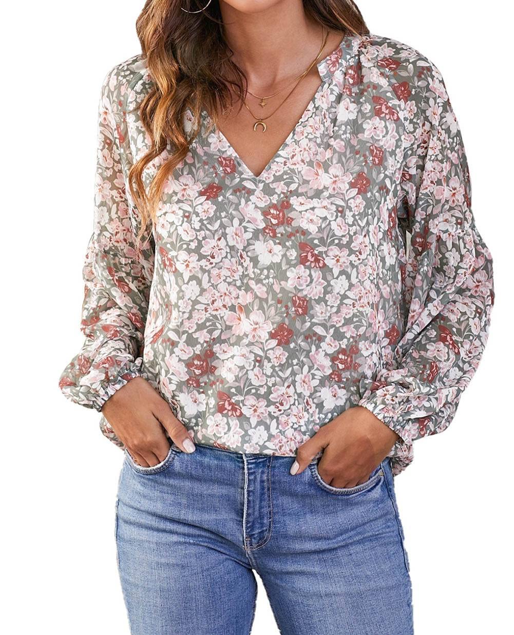 Geleglar Women's Blouses - Stylish V-Neck Long Sleeve Dressy Tops for Women | Perfect for Office, Date Night & Casual Outfits