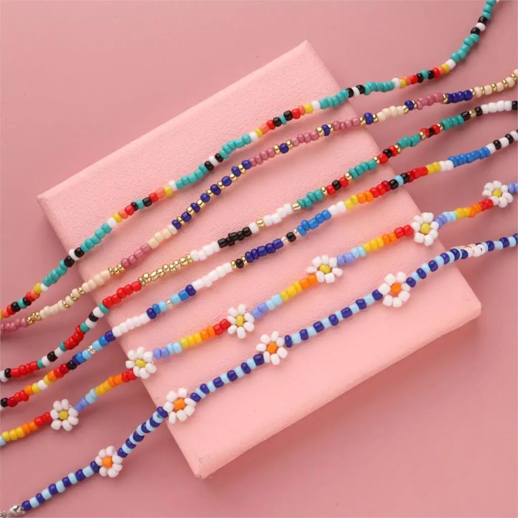 Flower Anklet for Women - Boho Floral Ankle Bracelet for Summer Beach, Festival, and Wedding Accessories