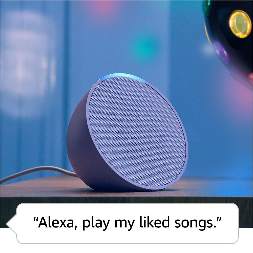 Amazon Echo Pop Compact Smart Speaker with Alexa - Lavender Bloom | Smart Home Control, Music Streaming, Hands-Free Voice Assistant | Perfect for Bedroom, Kitchen, or Office