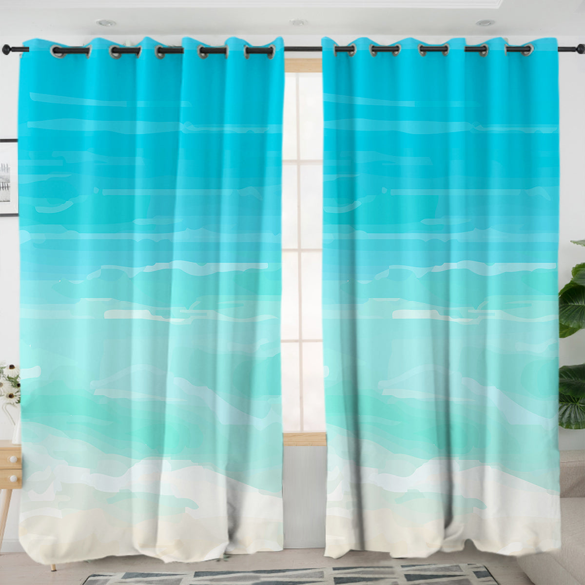 Stylish Beach Colors Curtains for Living Room & Bedroom - Coastal Themed Window Treatments for Home Decor