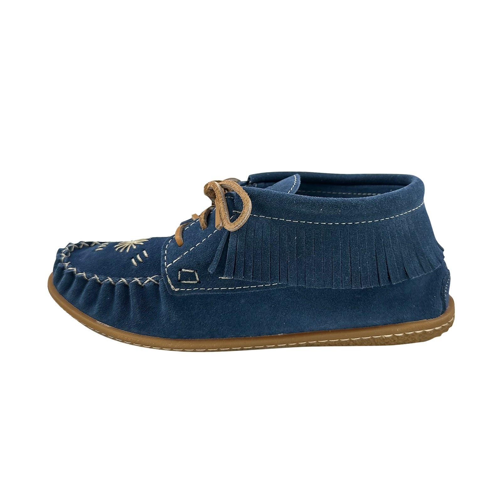 Women's Comfortable Blue Suede Moccasins with Crepe Sole - Soft Slip-On Loafers for Casual Wear, Office & Travel