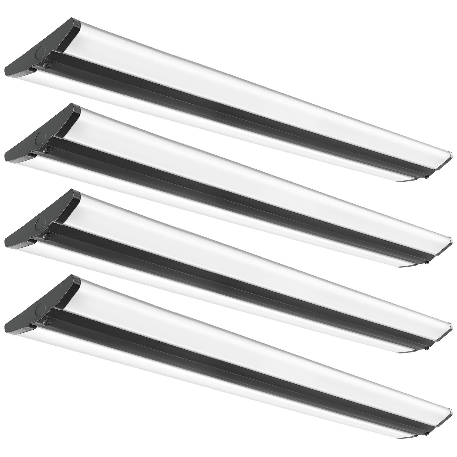 FAITHSAIL 4FT LED Wraparound Light Fixture - 50W Ultra Slim Ceiling Mount Garage Lighting, 4000K Neutral White, 5500 Lumens, Office & Workshop Light, Fluorescent Replacement (4 Pack) - Perfect for Garages, Basements, and Commercial Spaces