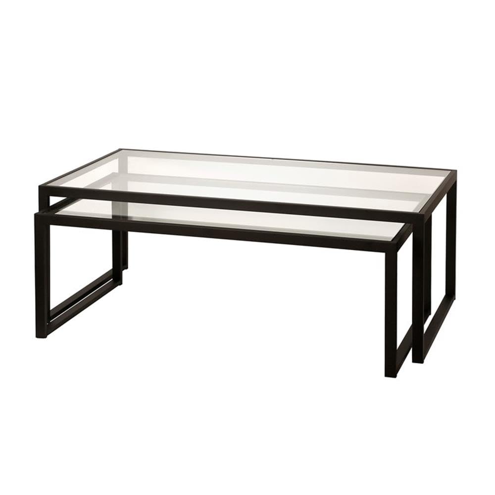 Black & Bronze Metal Nested Coffee Tables Set of 3 - Modern Living Room Furniture for Small Spaces, Home Decor, Coffee Table Set for Apartment, Office, Lounge