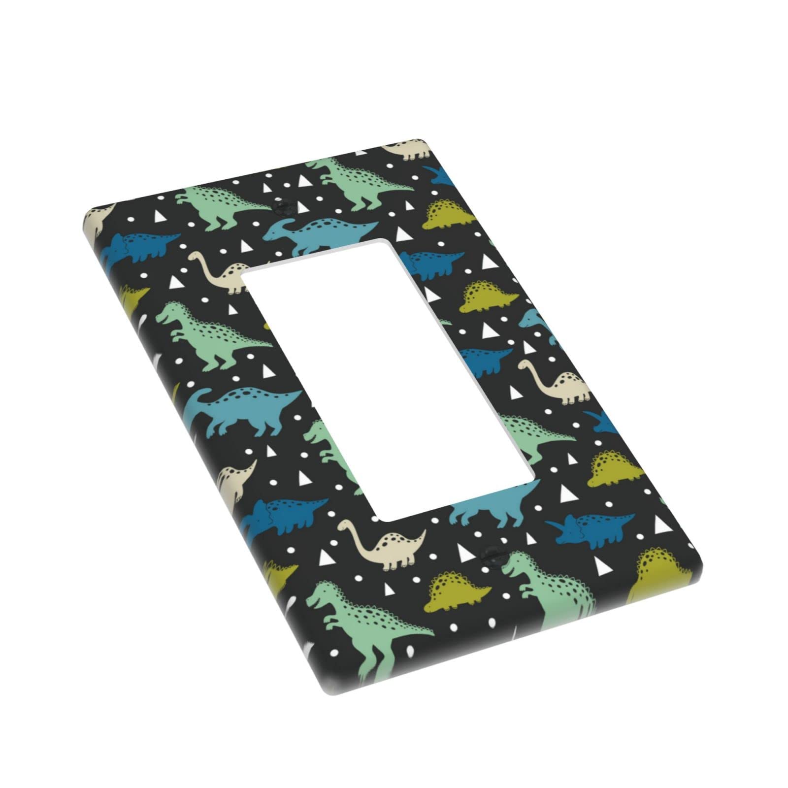 Dinosaur Themed 1-Gang Toggle Light Switch Cover Plate - Decorative Plastic Wall Plate for Electrical Outlets - Perfect for Bedroom, Bathroom & Kitchen Decor (Black)