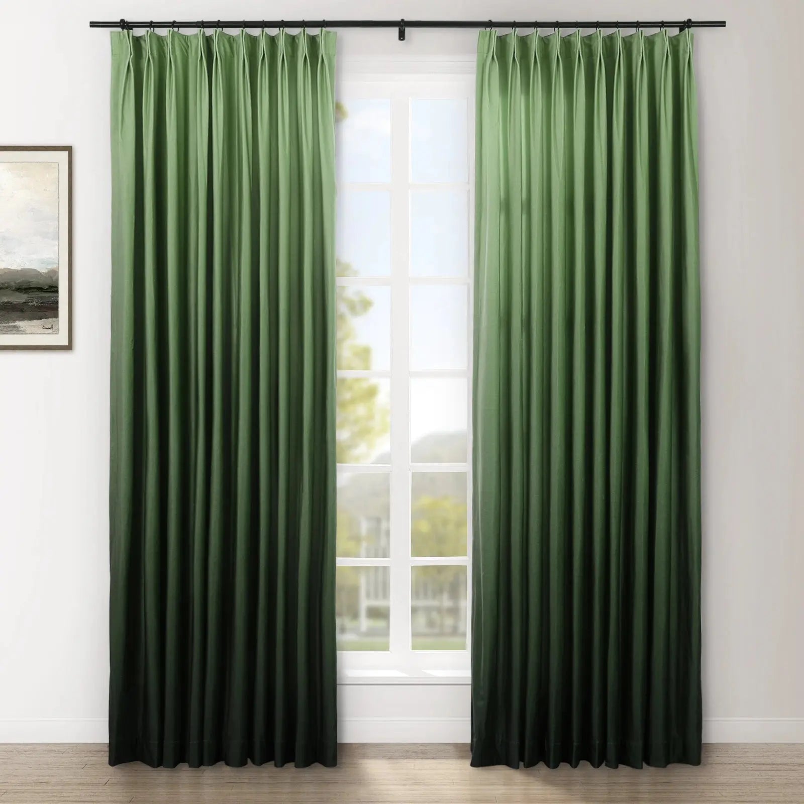 Amy Switzer Printed Velvet Pleated Curtains - Elegant Window Drapes for Living Room, Bedroom & Home Decor