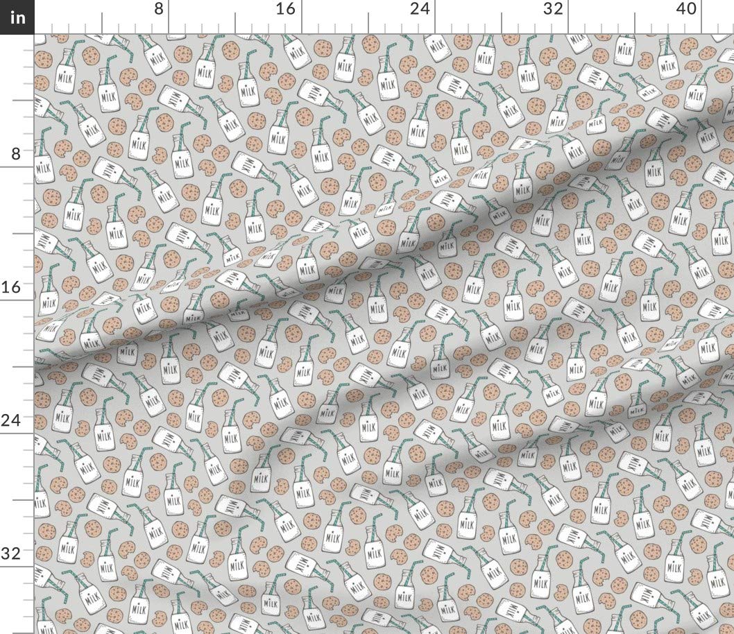 Petal Signature Cotton Fabric by The Yard - Milk Cookies Light Gray Breakfast Food Sweets Print for Sewing, Quilting, Apparel & Crafts | Perfect for Kitchen Decor, DIY Projects & Home Accessories