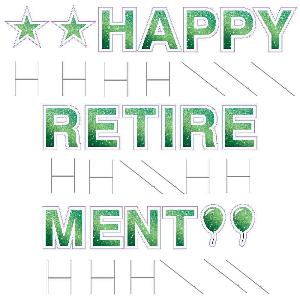 Happy Retirement Yard Sign – 18in Tall Corrugated Plastic Retirement Party Decor with Stakes & Emojis - Perfect Outdoor Retirement Gift for Colleagues, Friends & Family - Faux Glitter Green - Ideal for Retirement Parties, Office Celebrations & Backyard Decorations