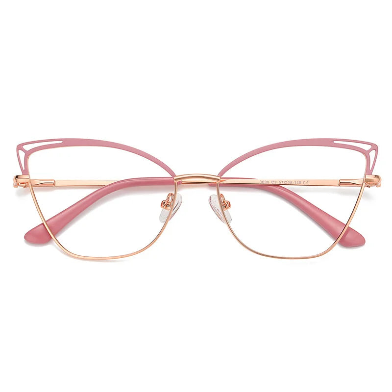 Brightzone Women's Full Rim Square Cat Eye Eyeglasses Frame 76038 - Lightweight Alloy Glasses for Work, Reading & Fashion