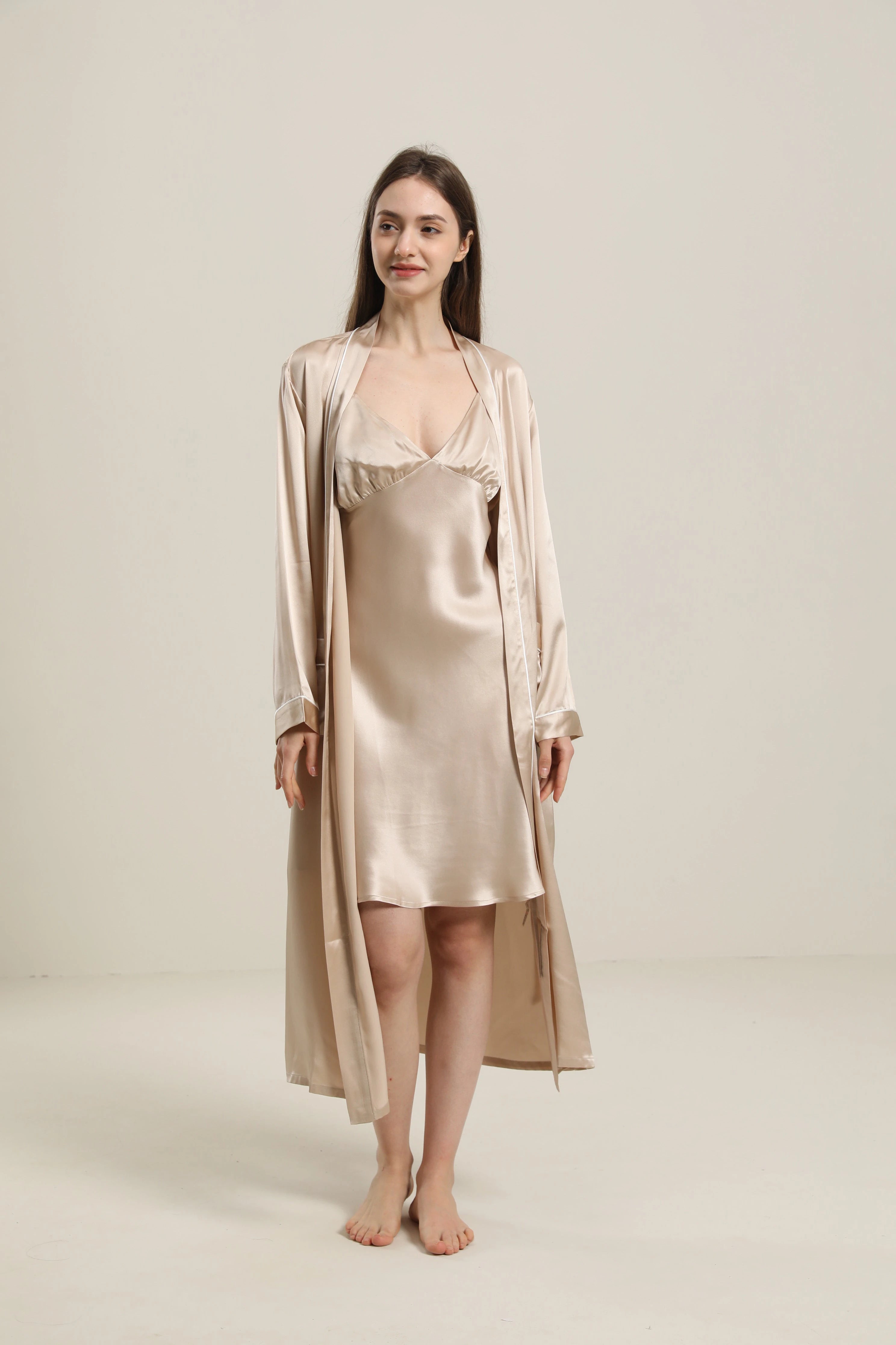 Luxury Washable Pure Color Silk Robe for Women - Soft & Comfortable Sleepwear, Loungewear & Spa Robe - Perfect for Relaxing at Home, Bridal Gifts & Hotel Bathrobes