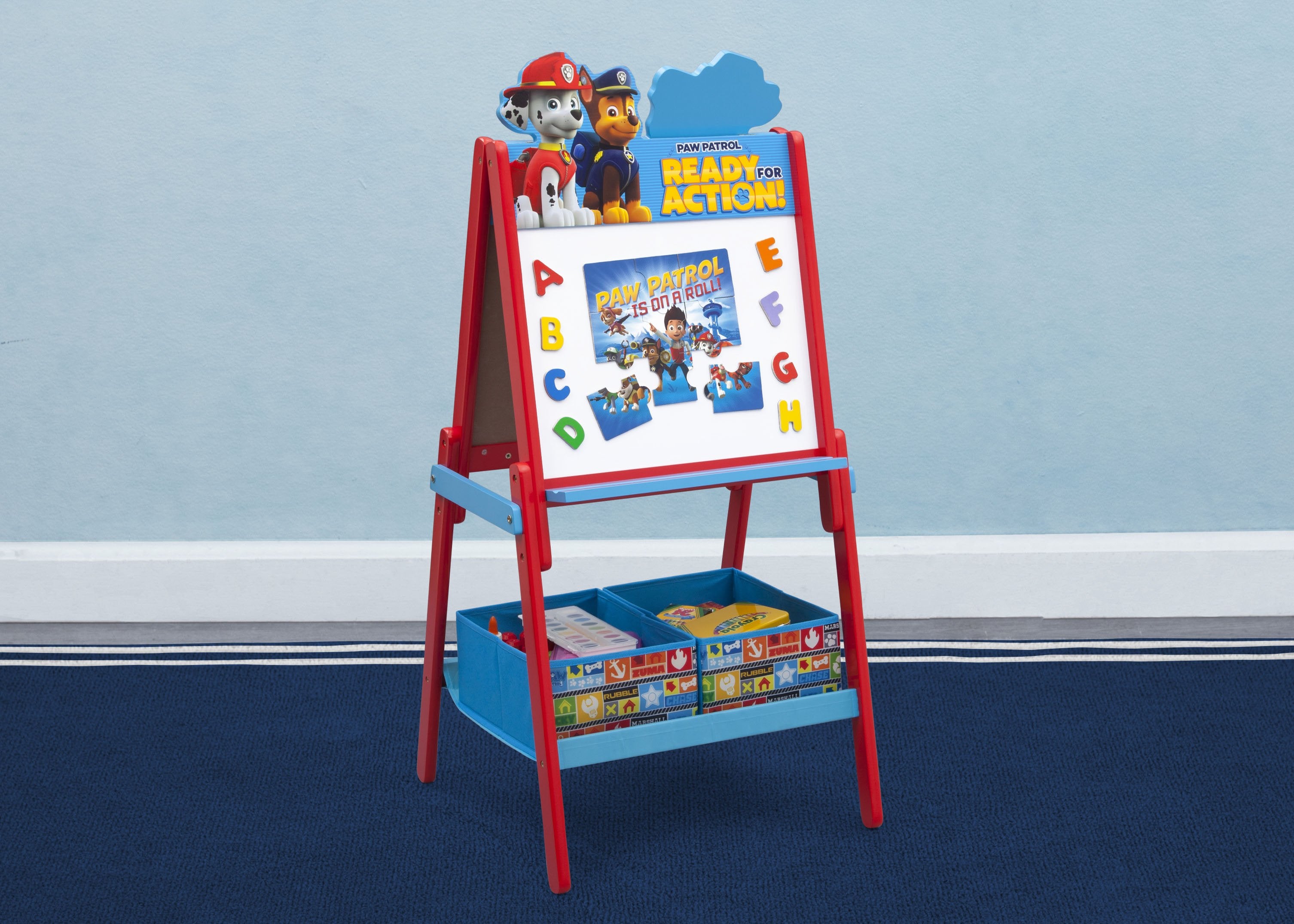PAW Patrol Wooden Double-Sided Activity Easel for Kids - Drawing Board & Chalkboard with Stand - Perfect for Home, Classroom & Playroom Art Activities