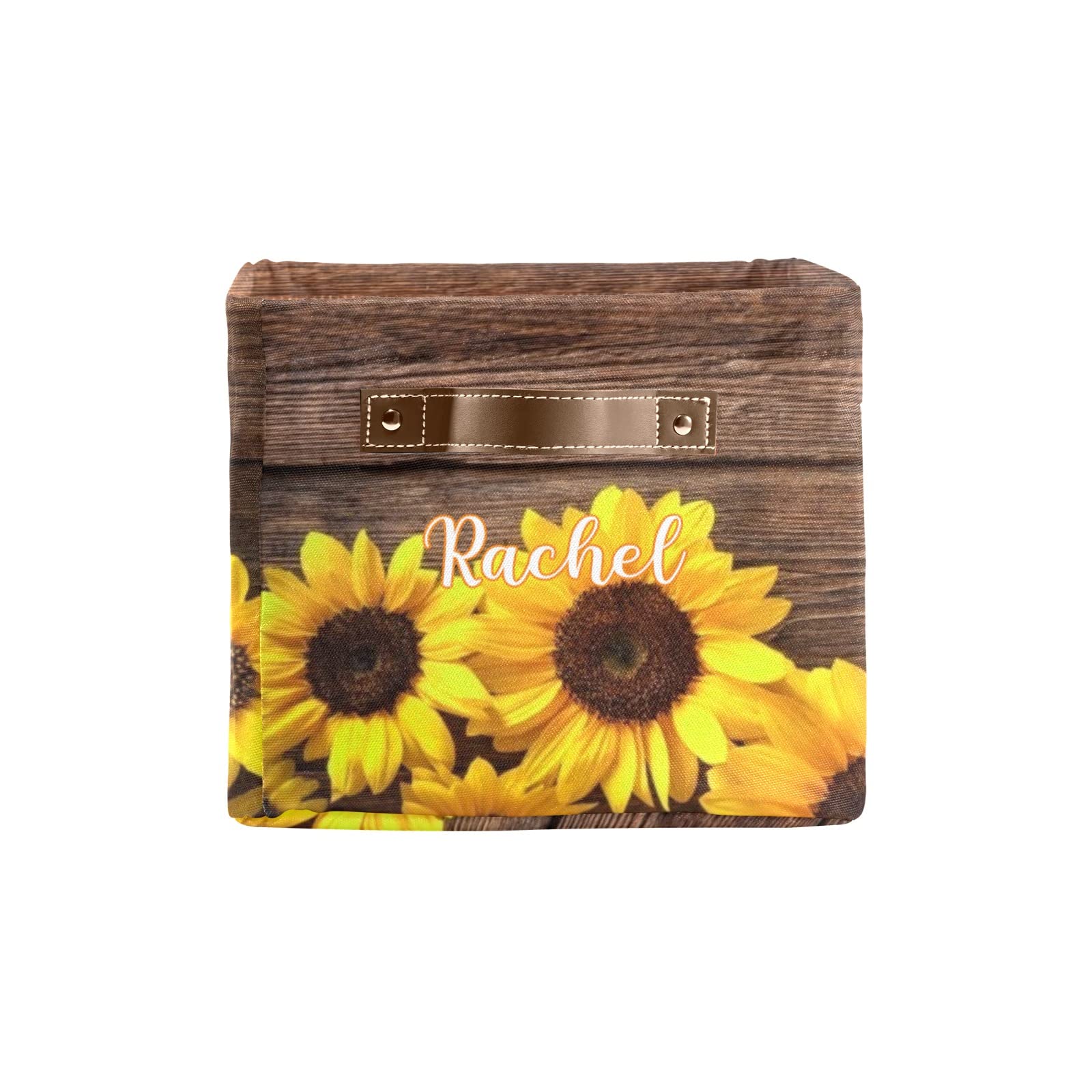 Personalized Sunflower Wooden Storage Bins with Handles - Custom Home Organizer for Nursery, Toys & Clothes (1-Pack) | Perfect for Kids' Room, Playroom & Closet Organization