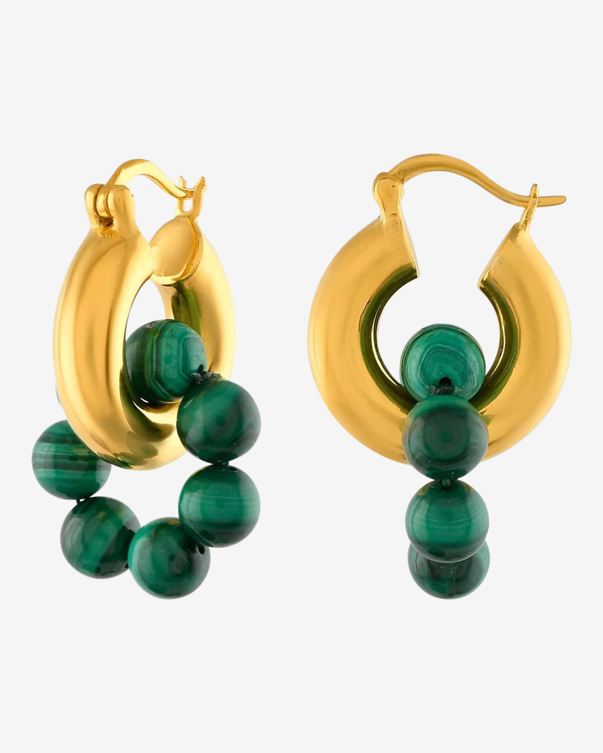 Shyla Malachite Sura Hoops - Elegant Green Stone Earrings for Women | Perfect for Parties, Weddings & Everyday Wear