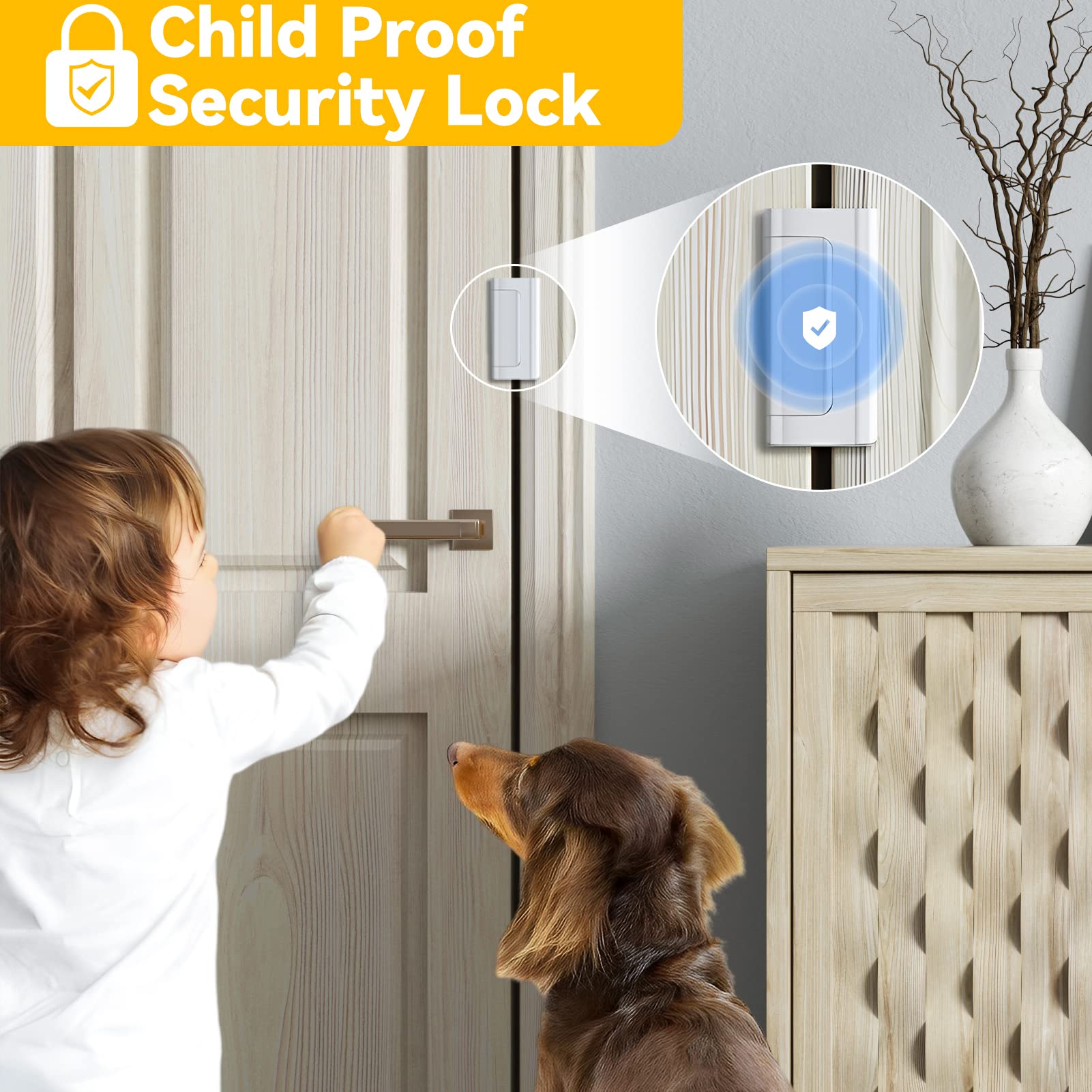 4 Pack Heavy Duty Home Security Door Lock - 800 lbs Force Resistance for Inward Swinging Doors, Anti-Break-In Reinforcement Lock with 8 Screws | Extra Protection for Apartments, Rental Homes & Privacy Security (Ideal for Front Doors, Bedrooms & Home Offices)