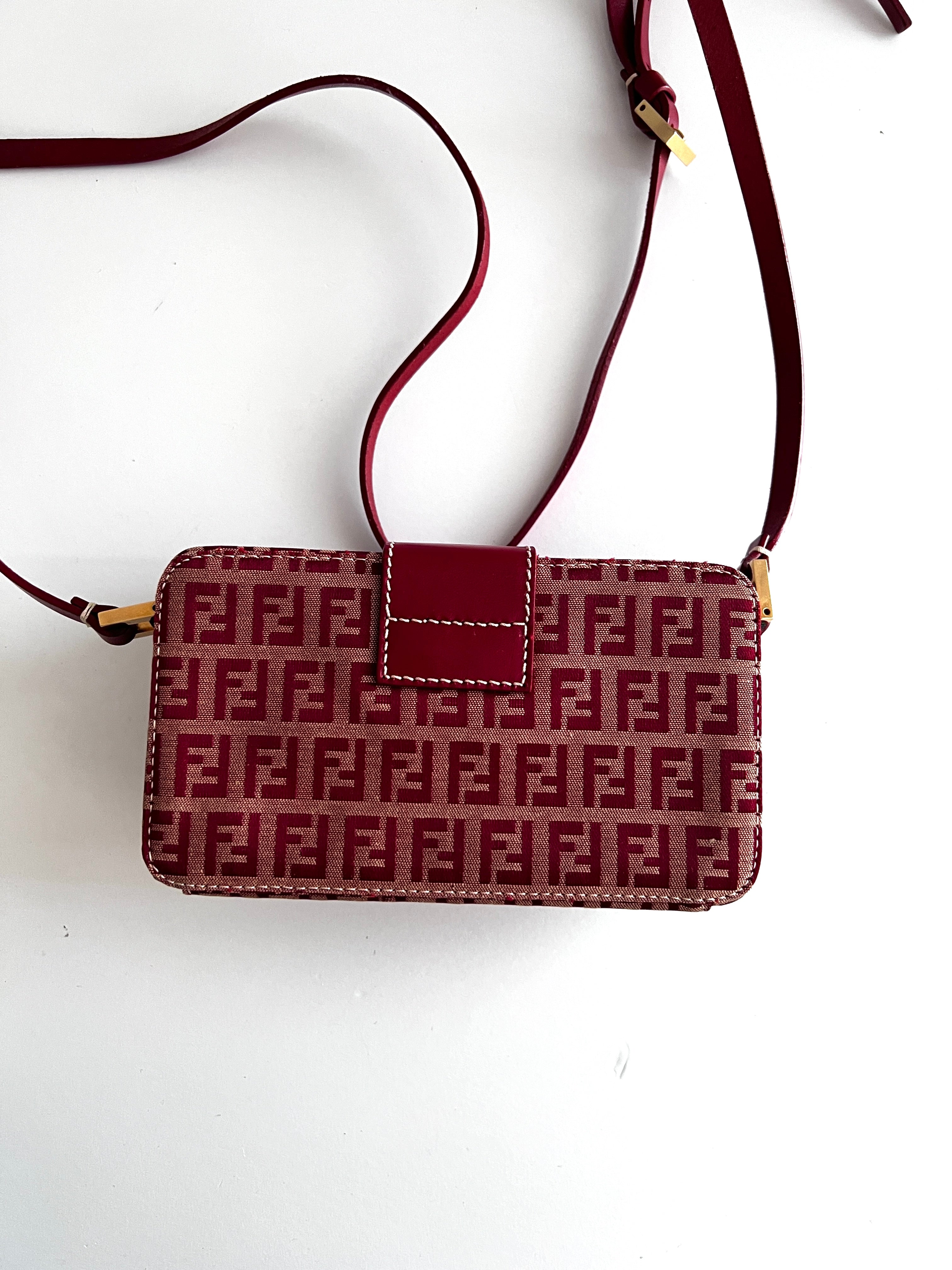 Vintage Fendi Zucchino Red Box Crossbody Bag - Authentic Pre-Owned Luxury Handbag for Women | Perfect for Date Night, Parties & Everyday Use